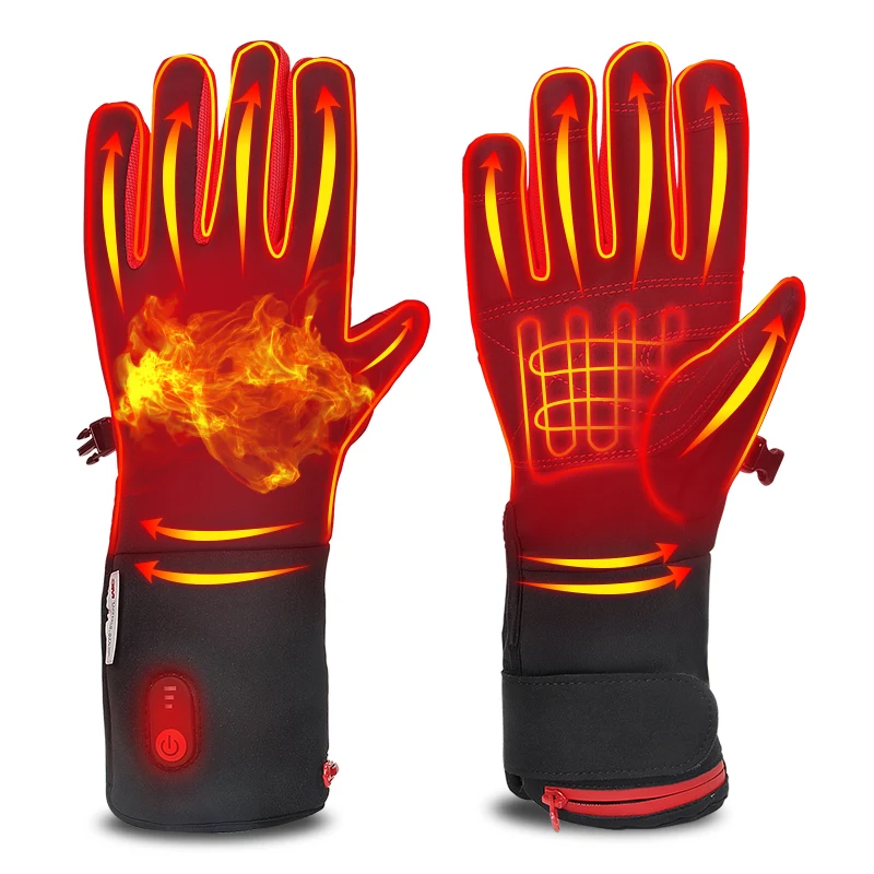 7.4V USB Electric Ski Gloves with 3 Level Temperature Control Waterproof Windproof Heated Gloves for Outdoor Sports ect.