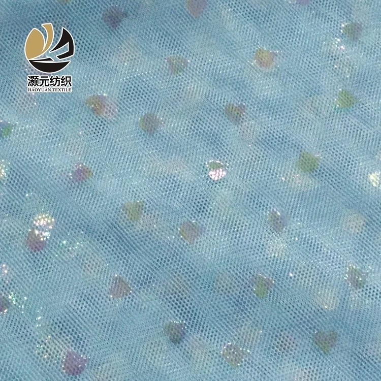 Colorful small love bronzing children clothing foil elastic mesh tulle fabric india