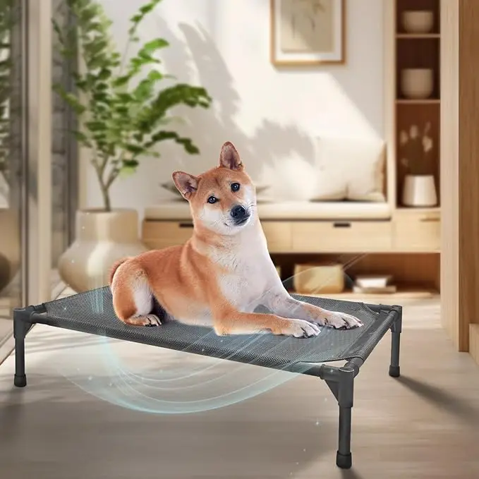 Luxury Polyester Elevated Pet Bed Cover 2024 Wicker Dog Bed with Hanging Car Box Solid Pattern Pet Bed Met Accessories