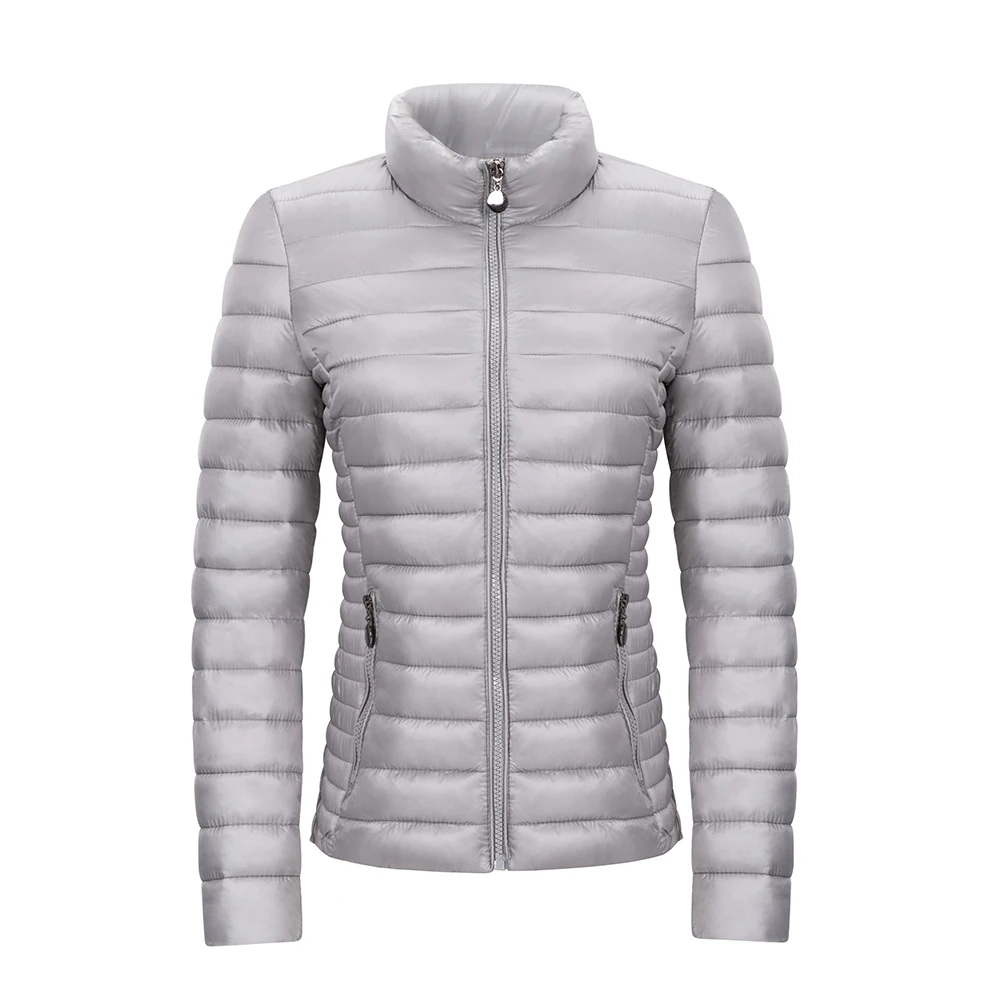 Factory custom wholesale cotton-padded Jacket  Casual winter jacket color parka for woman short Stand Collar solid Colors coat
