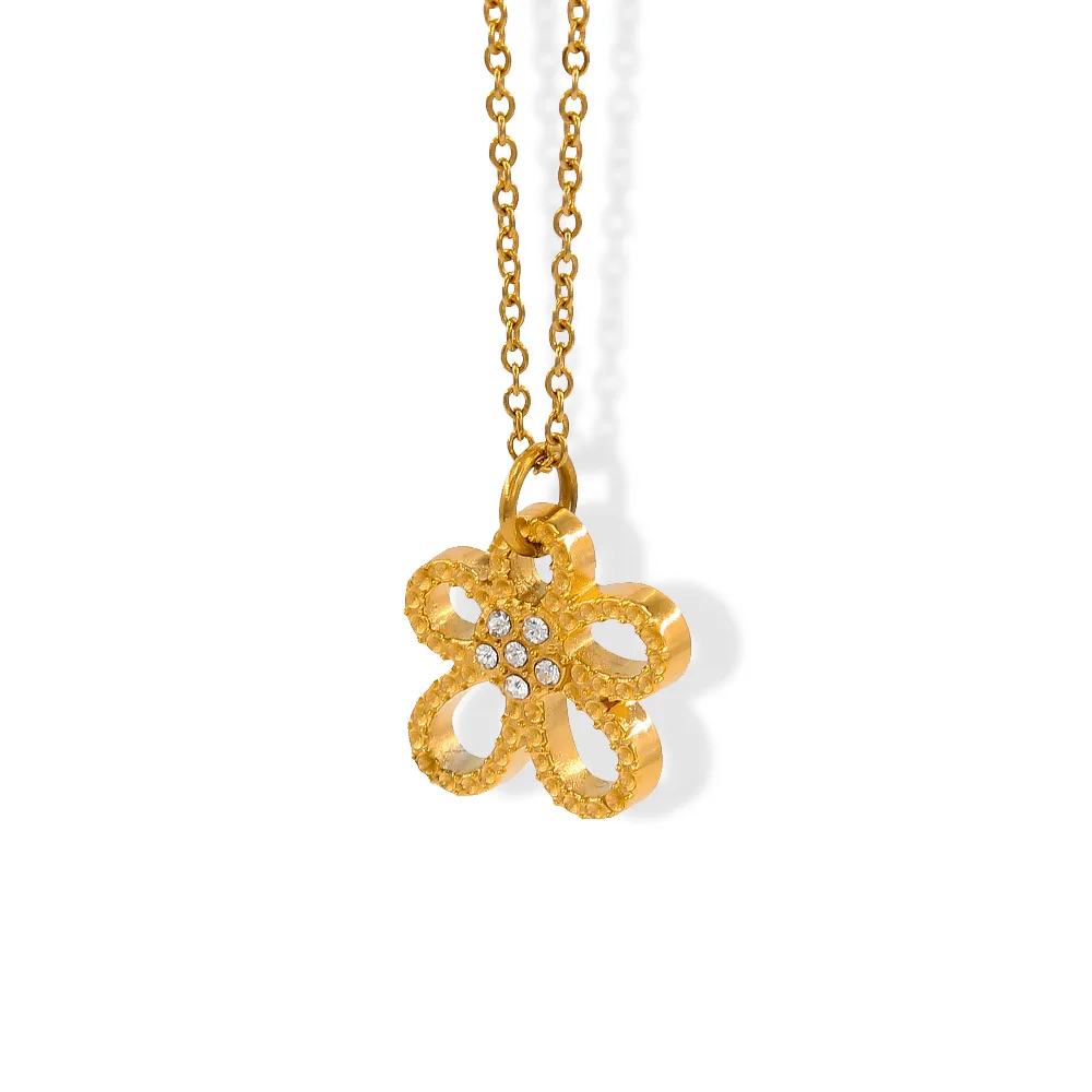 Sweet Flower Fashion Jewelry Necklaces Stainless Steel Jewelry Factory Price Necklace Cute Flowers Pendant Necklaces for Gift