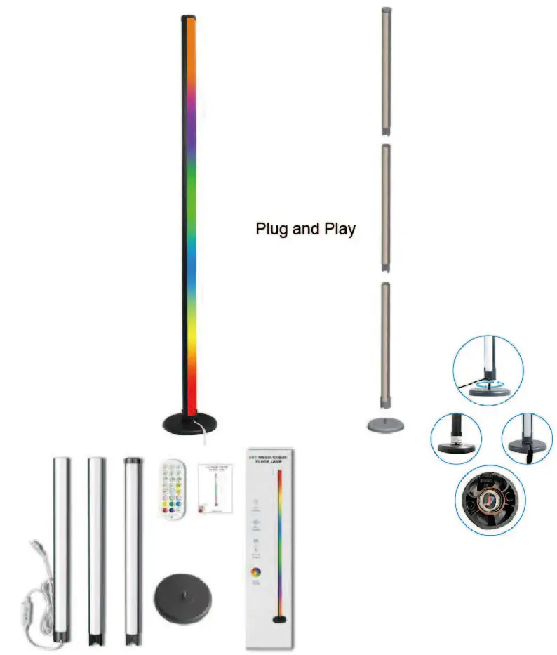 Внутренний домашний декор Smart Bluetooth Tuya wifi с дистанционным управлением Rgb светодиодный Угловой напольный светильник изменение цвета стоячий свет