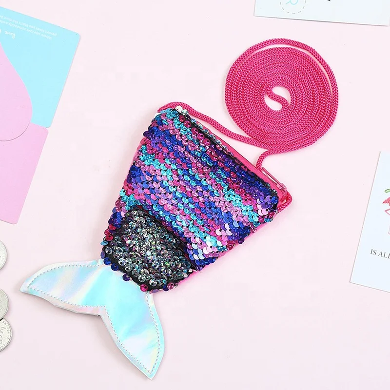 Популярная детская сумка через плечо Amazon, маленький кошелек с блестками русалки, модный кошелек принцессы zero, сумка на одно плечо для девочек