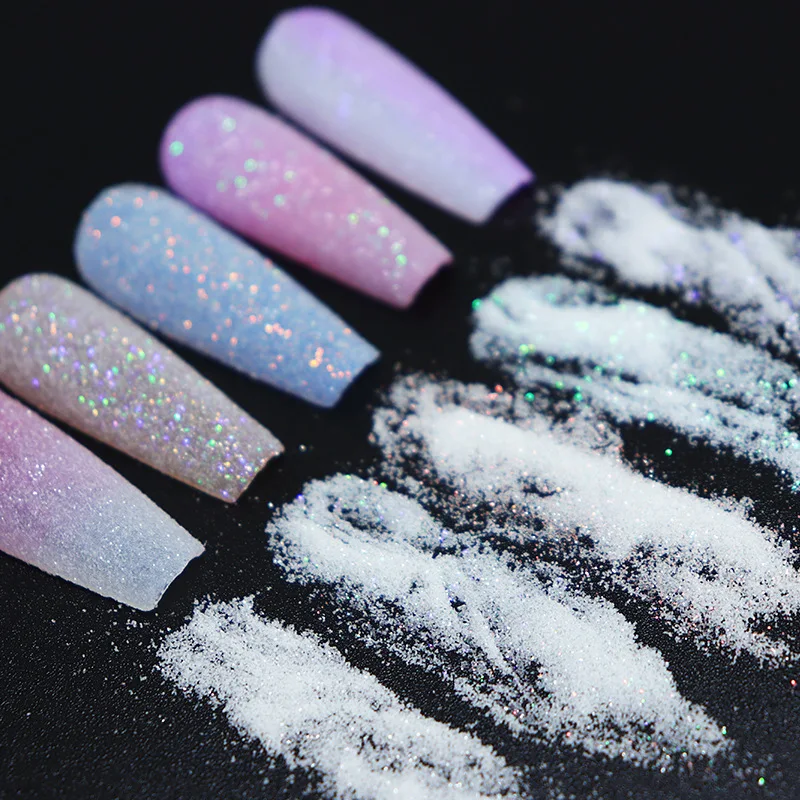 10ml/jar Nail Art Clear Glitter Powder 7 Colors Nails Decoration Nail Powder