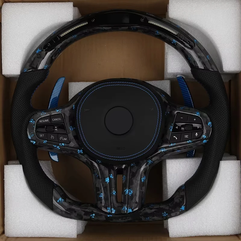 Half Perforated Leather Forged Carbon LED Steering Wheel for BMW G Series G11 G12 G20 G21 M3 G80 G81 M4 G82 G83 G30 G31 G32 G01