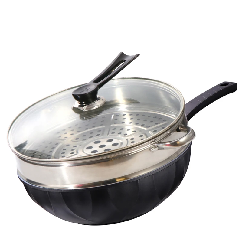 Die Casting Multifunction with Steamer Diamond Aluminium Nonstick Wok