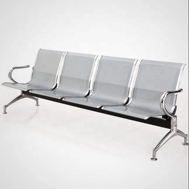 Outdoor Park Simple Rustic garden Wooden Bench stainless steel Frame director beach waiting chair 2 or 3 seats for your choice