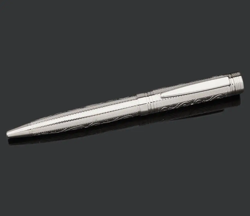Luxury Carving Pattern Business Gift 24K Gold Plating Mechanism Metal Ballpoint Pen