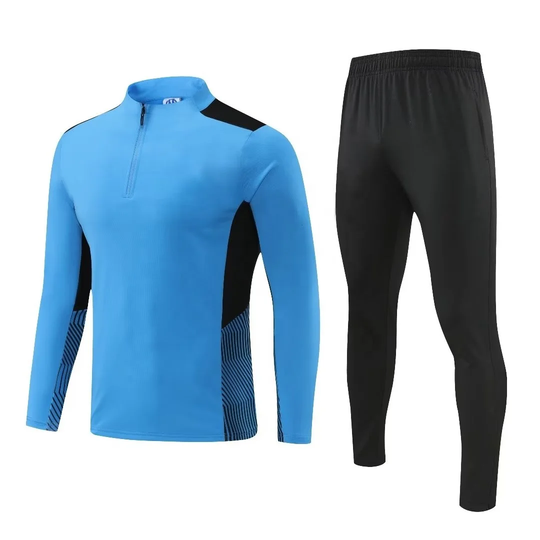 2022 Custom Logo  Warm Up Football Tracksuit Half Zip Sportswear for Kids and Men