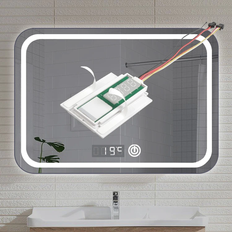 FICLUX Model:TTS-B02-2  Multifunctional touch sensor switch for mirror with clock and temperature display