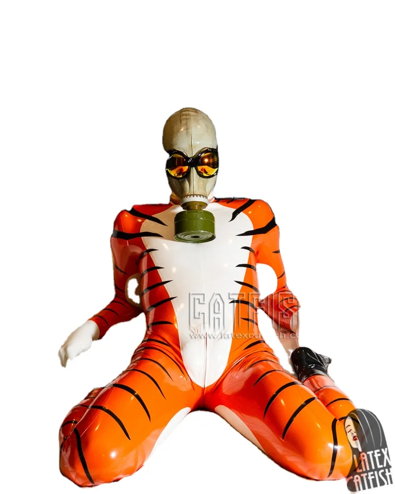Classic & Sexy Full Body Enclosed Men Latex Bodysuit in Natural