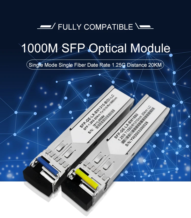 Promotion 1.25GB SFP Transceiver  module 20KM 1310/1550nmmodulos transceptoresSM Opticadapter converter   Fiber Optic Equipment