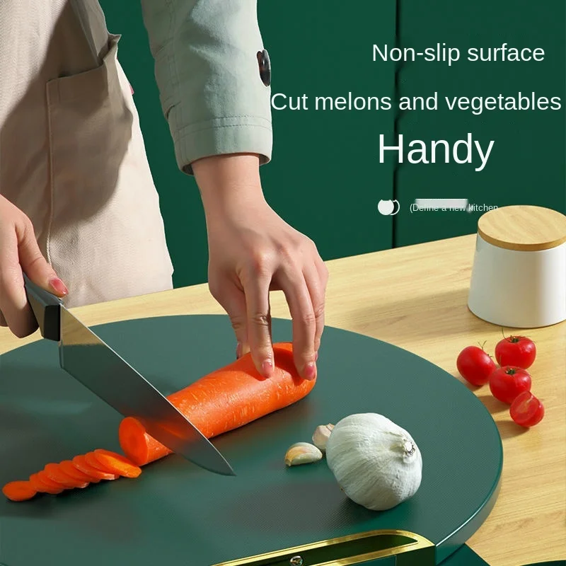 New anti-bacterial and mildew food grade plate PE round high appearance level green gold double-sided kitchen plate