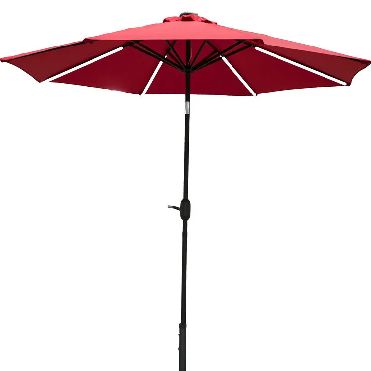 
Hot Sales 2.7m Outdoor Solar Charge LED Lights Parasol Patio Solar Power Umbrella 