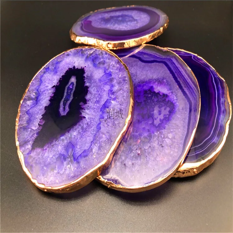 2023 Ins Home Decor Natural Shape Agate Slice Coaster Set Large Agate Coaster
