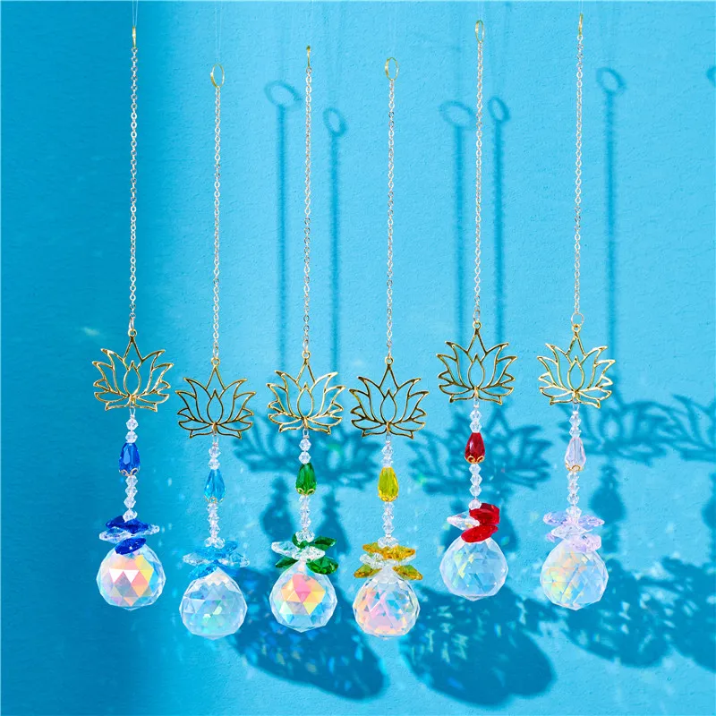 2023 Fashion Exquisite Lotus Crystal Pendant K9 Crystal Sun Catcher Pendant Lighting Room Decoration GJ-A5