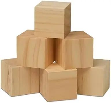 Unfinished Wooden Cubes Wood Blocks for Crafting 1 Inch Wood Square Blocks for Crafts Making DIY Projects Decor