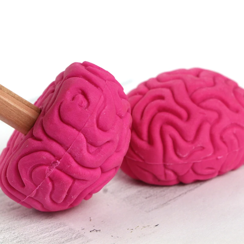 Soododo Hot Sale Stationery 3D brain Skull Shaped Topper Pencil Eraser Office Eraser
