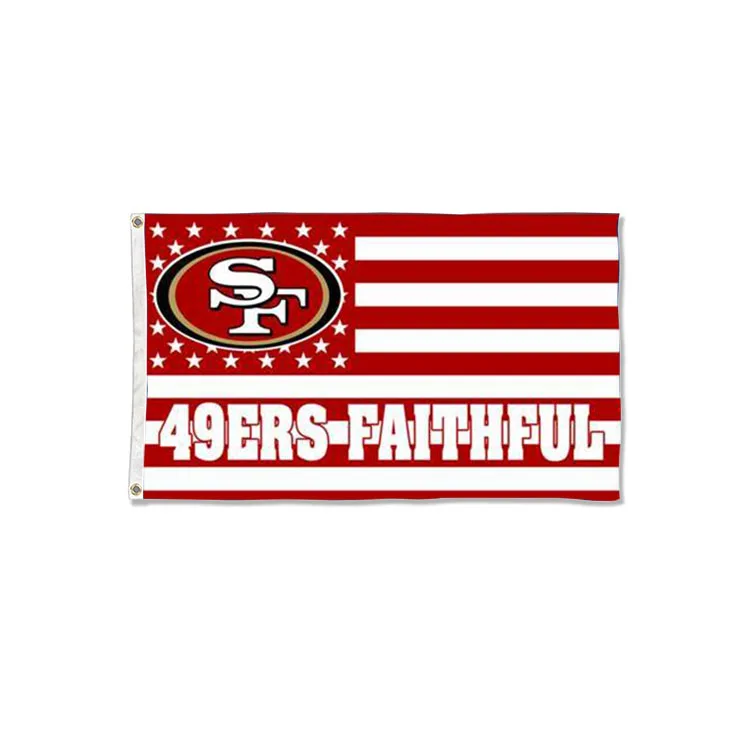 Custom Your Own Design Outdoor 100D Polyester Gold Blooded SF 49ERS Country Football Team USA Champions Bills Flag 3x5Ft Banner