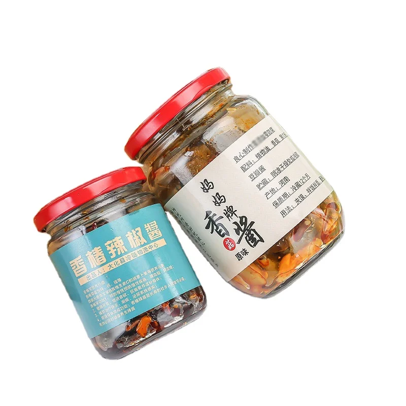Empty Round Honey Spice Chili Sauce Tomato Paste Jelly Beef Jam Jars 195ml 240ml 350ml 500ml Pickle Glass Jars