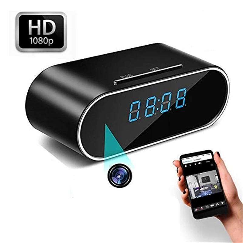 WIFI Desk Clock Hidden Spy Camera HD 1080P Wireless Home Security Mini Desk Clock Alarm IR  Video Recorder