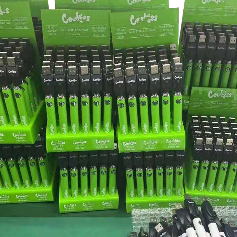 Factory Supply Cookies 900mah 30CT Display Voltage Twist Slim Vapes Batteries 510 Thread Battery for