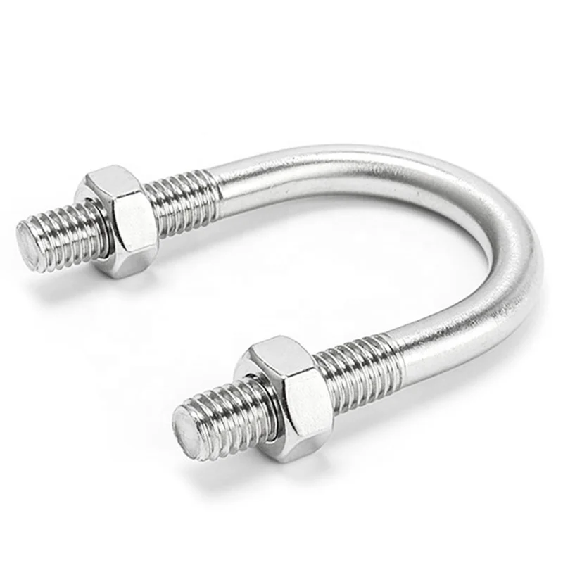 High quality Stainless Steel 304 316 M6M8M10M12 U bolt with 2 Hex Nuts for Pipe Clamp Trucks