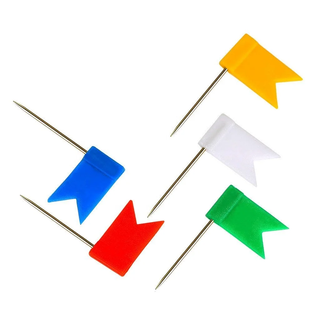 Colored Flag Map Push Pins  300 Pack  Multicolored Decorative Travel Map Tacks Plastic Head with Steel Point for Cork Bulletin
