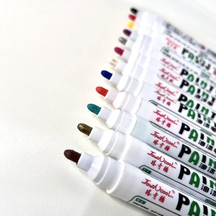 Customization Oil Based Industrial Fine Paint Marker Pen 12 Colors 1.5mm Permanent Metallic Marker