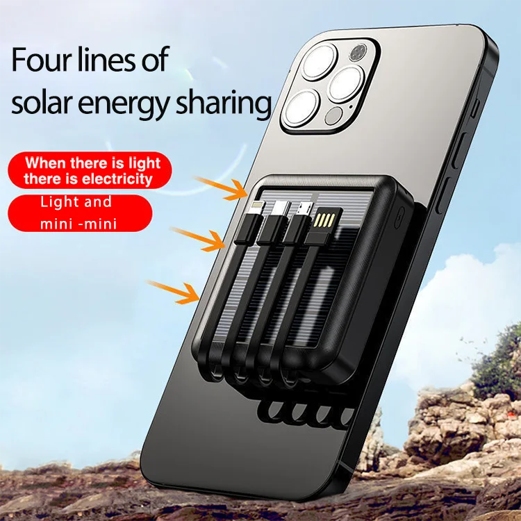 Mini large capacity mobile power supply 10,000 mAh mobile phone fast charging treasure comes with dual -line portable