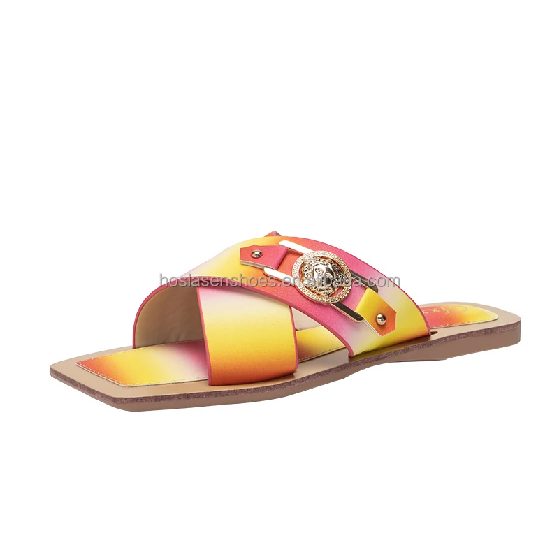 
100 pairs custom logo colorful material summer flat shoes cheap slipper 