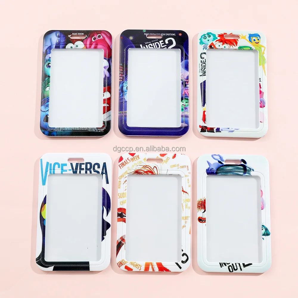 Hot sales American Anime Inside Out Card Holder Lanyard Anti-Lost Name Badge Bus Work ID Card Case with Lanyard