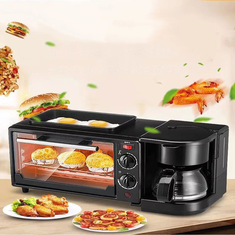 Home 3-In-1 Coffee Oven Toaster Multifunctional Breakfast Machine Mini Electric Oven Fried Eggs