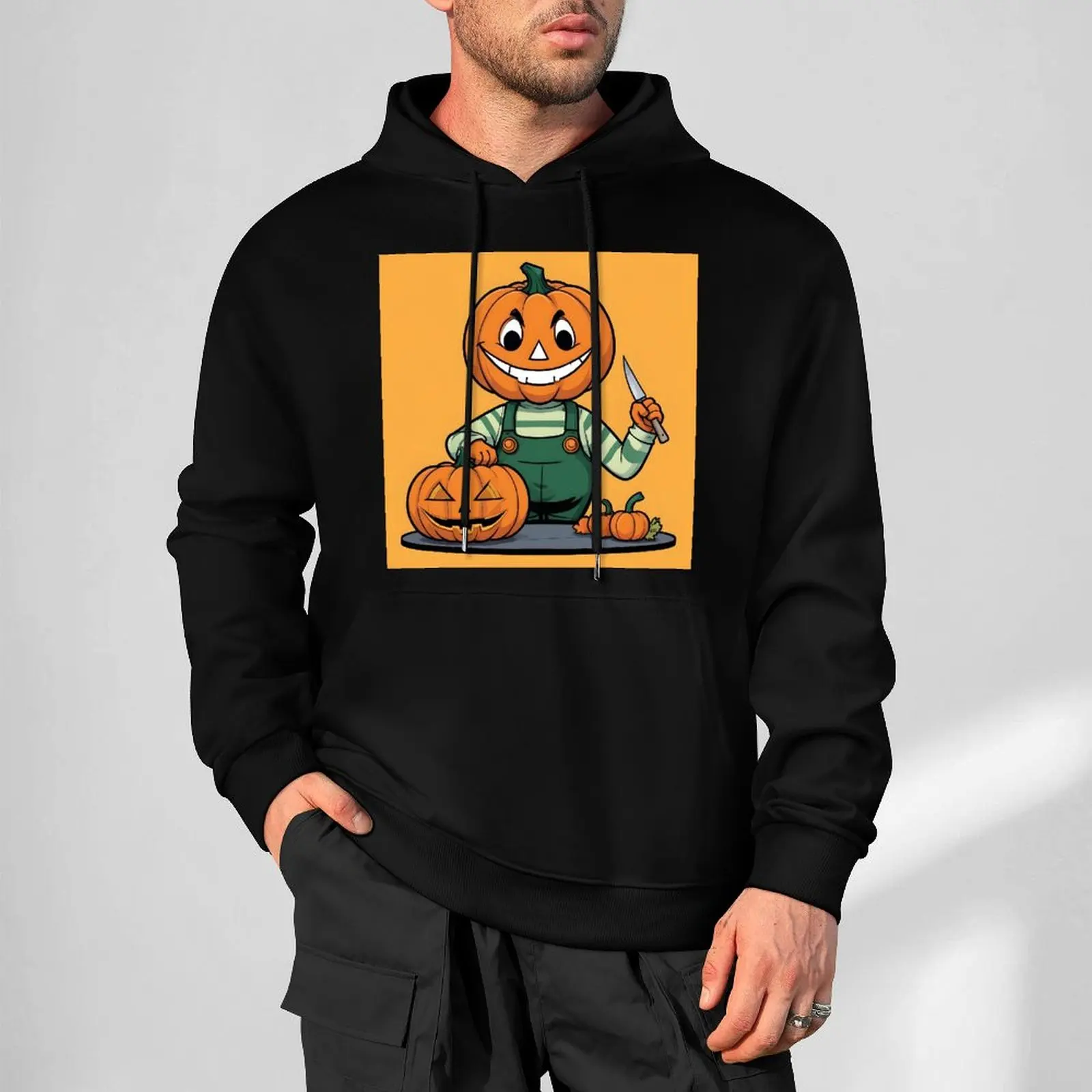 Essentials Halloween Pumpkin Face Hoodie for Men and Women Customizable Artwork and Logo Plus Size Available High Quality Fabric