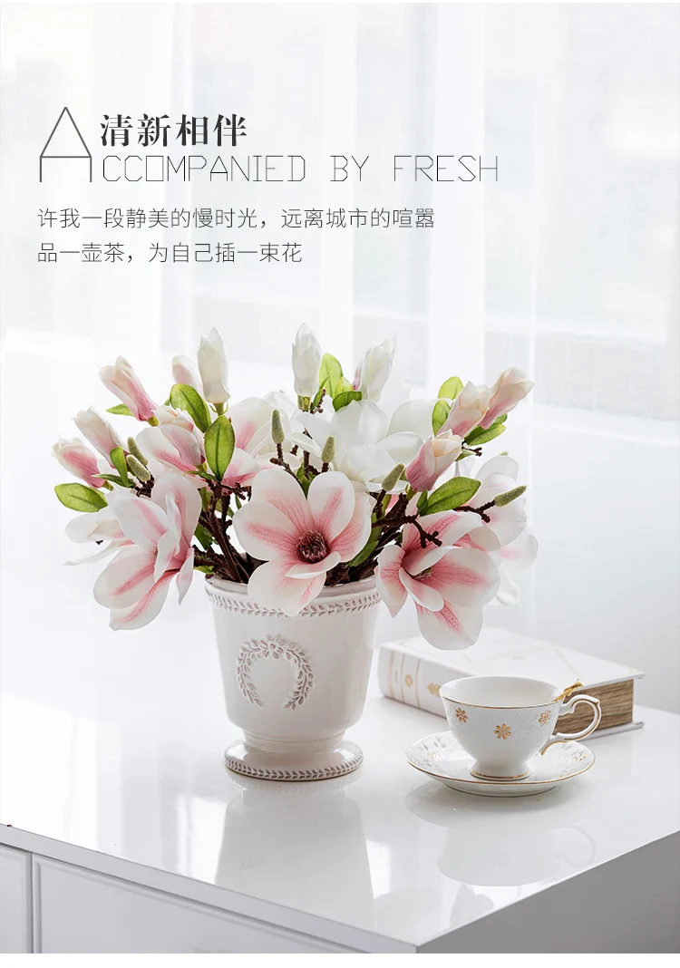 Factory direct sell artificial flowers branch single stem real touch silk flower magnolia for centerpieces arrangements
