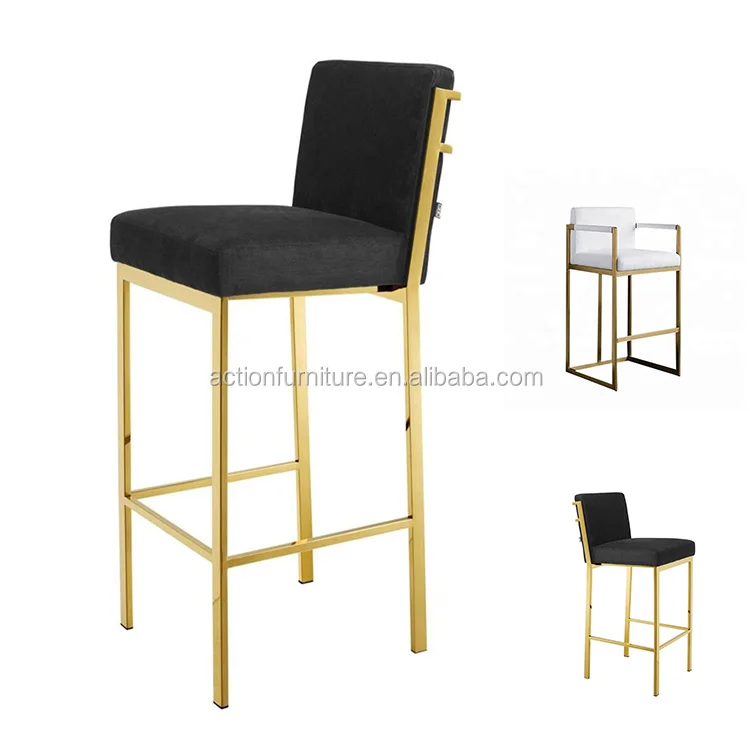 Contemporary Delicate Stainless Steel Leather Fabric Bar Stool Sofa Style Bar Chairs For Living Room Kitchen Used