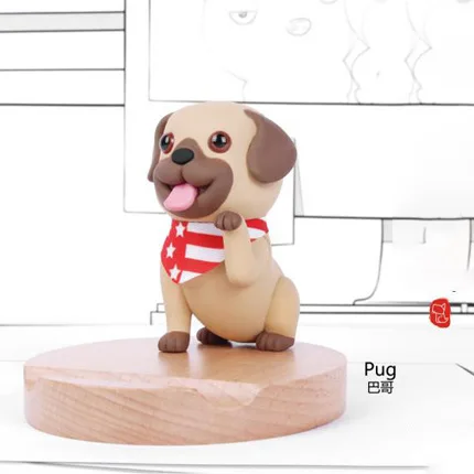 Doggy Cute Cartoon Bull Terrier Wooden Wood Dog Phone Holder