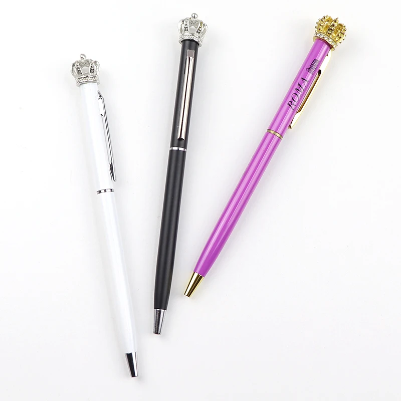 Wholesale Custom Laser Printing Logo Luxury Crown Metal Ballpoint Pen Souvenir Pen