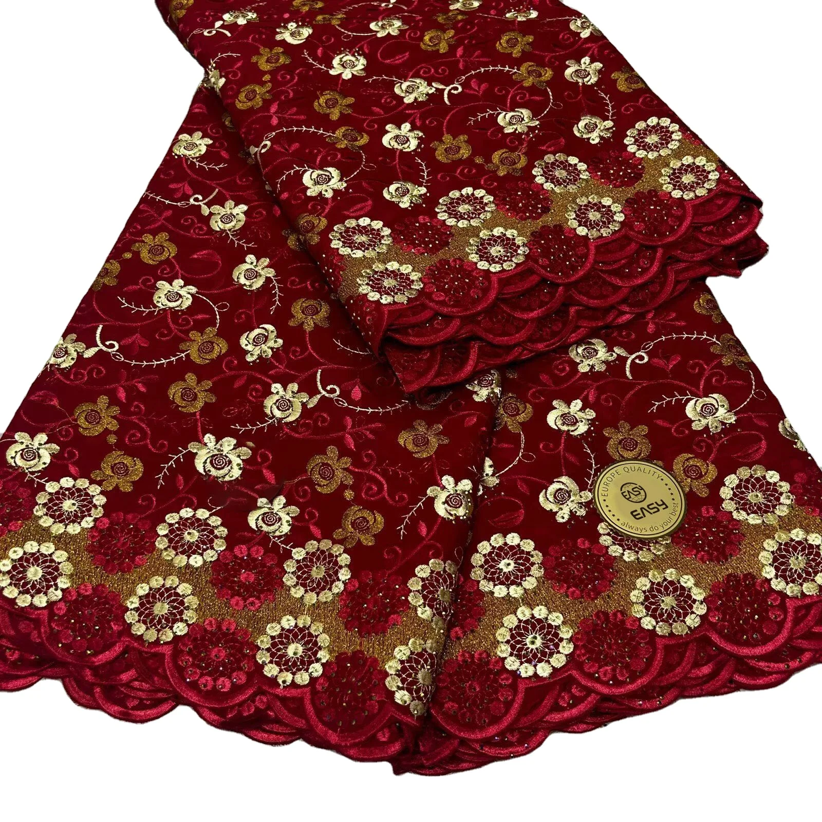 100% cotton fabric embroidered fabric  with stone for african party