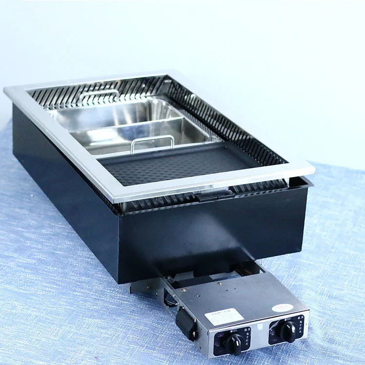 Hot sale restaurant tables with grill hot pot table for lunch