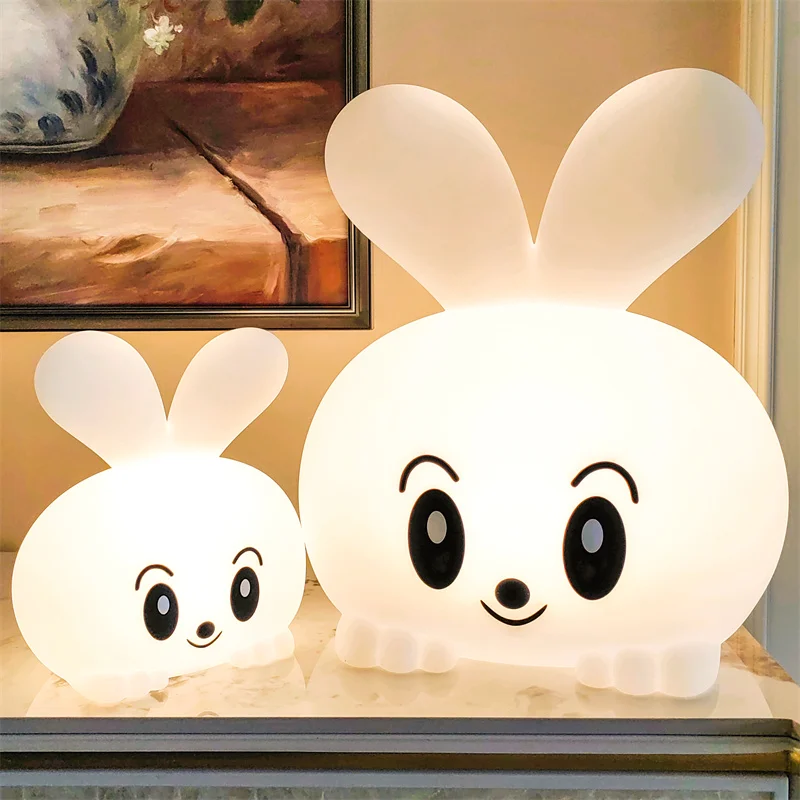 Cute Bunny Rabbit Lamp Smart App Control Multicolor Changing LED Bedroom Bedside Battery Powered Novelty Sleeping Night Light