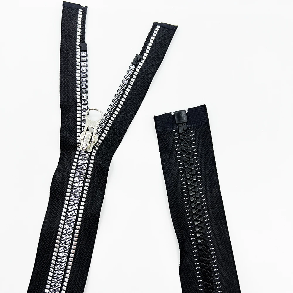 Creative English alphabet tooth zipper Customizable reflective zipper Custom Colors 8# Letter Teeth Resin Zipper