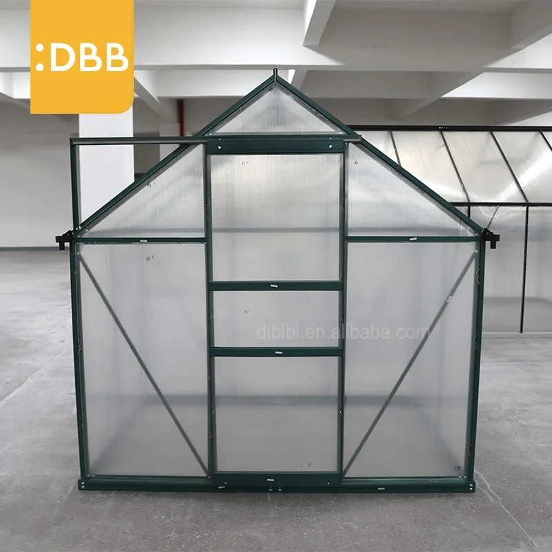 Hot Selling 6Ft Gable Greenhouse Garden Single Sliding Door Toughened Glass Outdoor Mice Proof Galvanized Pipe Glasshouse