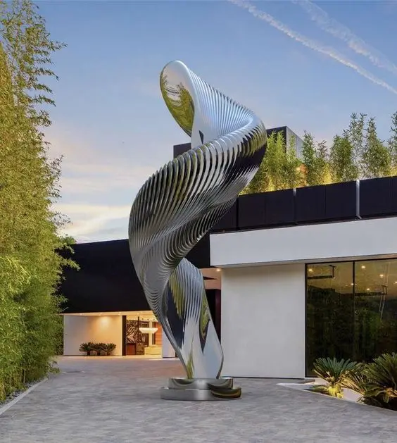 Artistic Temperament Sculpture UV Printed Stainless Steel Metal Garden Model Carved Abstract Tree Form with Artistic Theme