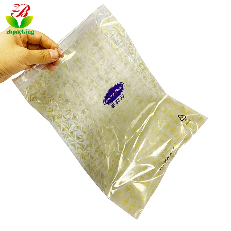 custom printed LDPE  biodegradable transparent ziplock bag for clothing