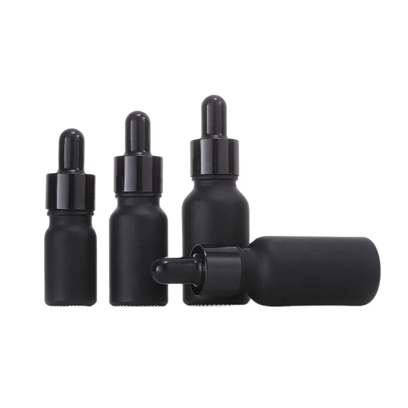 matte black glass bottle 100 ml 50 ml 30 ml frosted black glass bottle 15 ml 10 ml aluminum dropper pipette essential oil bottle