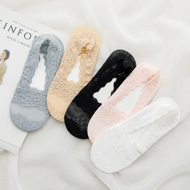 women anti slip invisible socks wholesale socks from china floral lace ankle socks