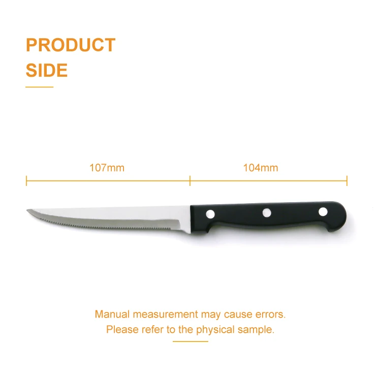Serrated Steak Knife with Black PP Handle Table Knife Stainless Steel Hot Sale 4.5 Inch Metal Sustainable Steak Knives 8 Set
