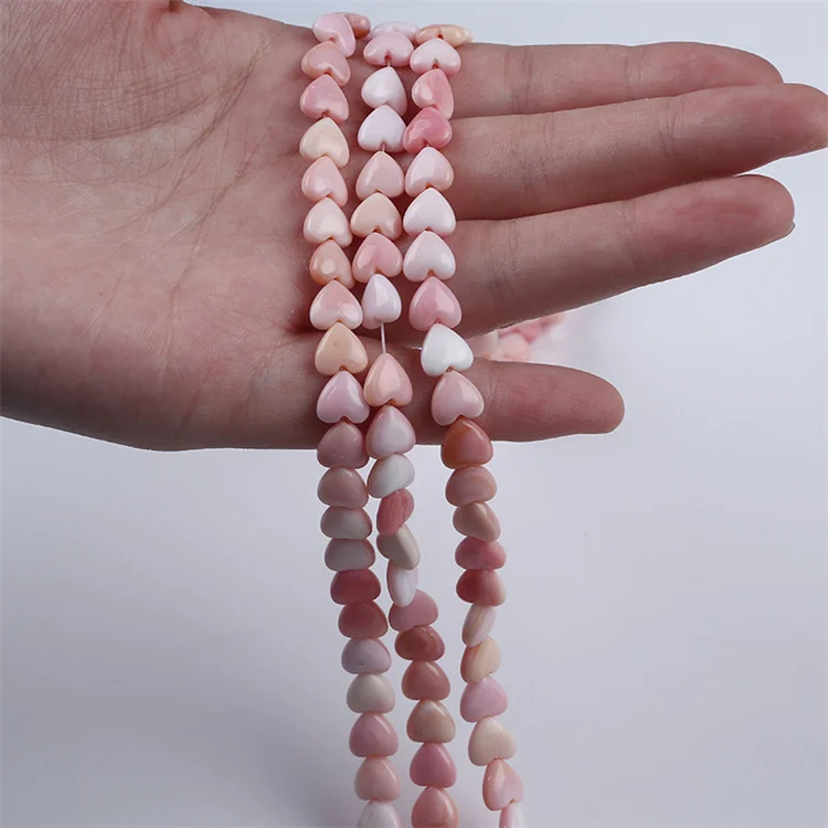 8mm Love Heart Shape Natural Pink Mother Of Pearl Shell Loose Beads Strand For Jewelry Making