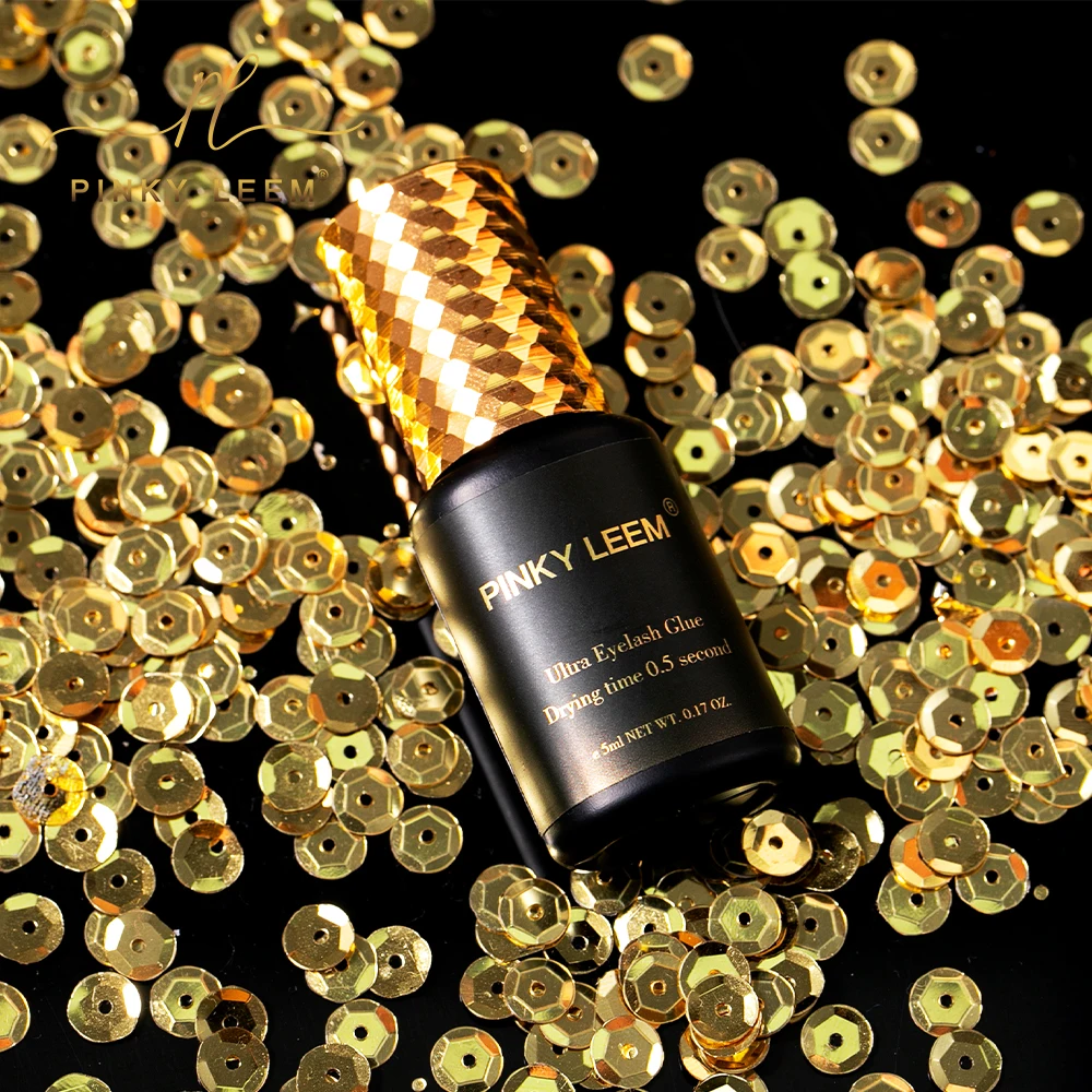 Pinky Leem 0.5 Spoolies and eyelash glue latex free Premium Eyelash Extensions Strong Glue 8 Week Glue